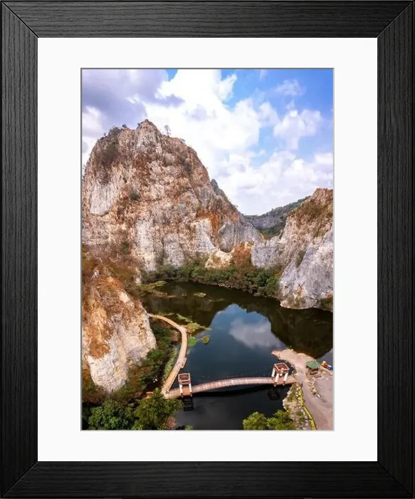 Framed Print : Aerial view of Khao Ngu Stone Park in Ratchaburi, Thailand Framed Print : Aerial view of Khao Ngu Stone Park in Ratchaburi, Thailand