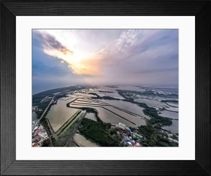 Framed Print : Aerial view of an estuary near Wat Pak Ao, Phetchaburi, Thailand Framed Print : Aerial view of an estuary near Wat Pak Ao, Phetchaburi, Thailand