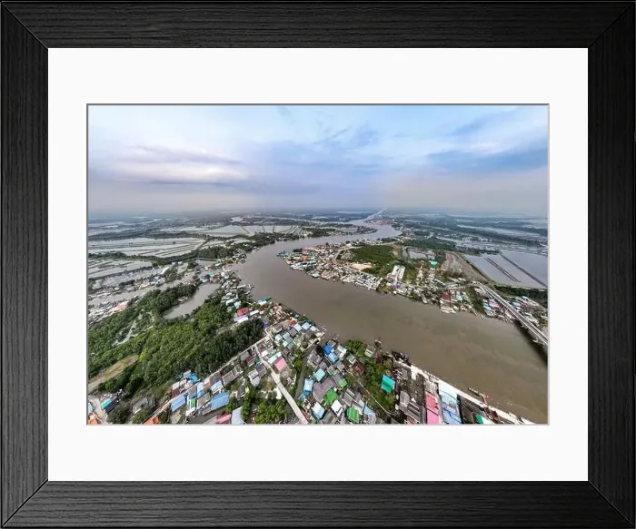 Framed Print : Aerial view of an estuary near Wat Pak Ao, Phetchaburi, Thailand Framed Print : Aerial view of an estuary near Wat Pak Ao, Phetchaburi, Thailand