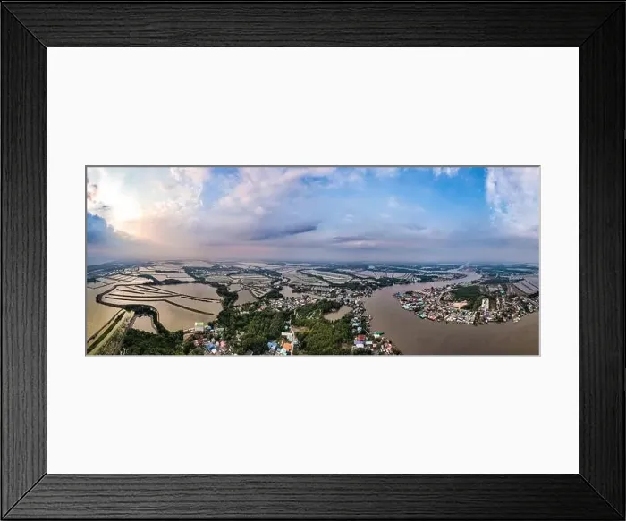 Framed Print : Aerial view of an estuary near Wat Pak Ao, Phetchaburi, Thailand Framed Print : Aerial view of an estuary near Wat Pak Ao, Phetchaburi, Thailand