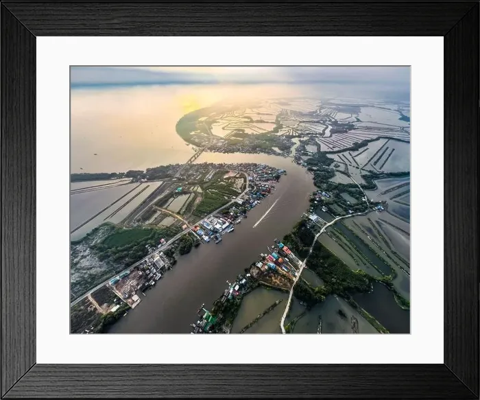 Framed Print : Aerial view of an estuary near Wat Pak Ao, Phetchaburi, Thailand Framed Print : Aerial view of an estuary near Wat Pak Ao, Phetchaburi, Thailand