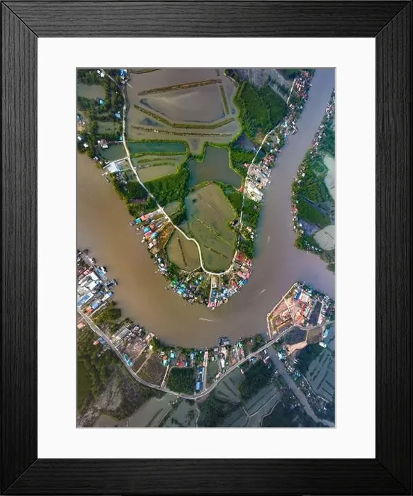Framed Print : Aerial view of an estuary near Wat Pak Ao, Phetchaburi, Thailand Framed Print : Aerial view of an estuary near Wat Pak Ao, Phetchaburi, Thailand