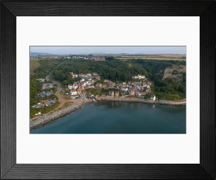 Framed Print : Early morning Aerial drone shot of Runswick Bay, North Yorkshire Framed Print : Early morning Aerial drone shot of Runswick Bay, North Yorkshire
