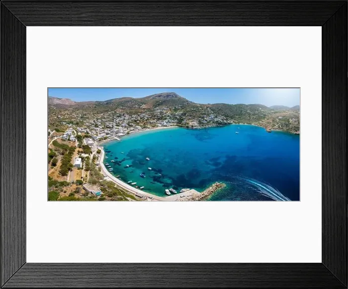 Framed Print : Panoramic aerial view of the bay and marina at Kini village Framed Print : Panoramic aerial view of the bay and marina at Kini village