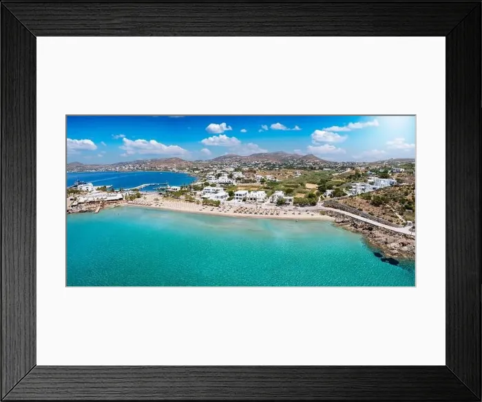Framed Print : Panoramic aerial view of the popular Agathopes beach Framed Print : Panoramic aerial view of the popular Agathopes beach