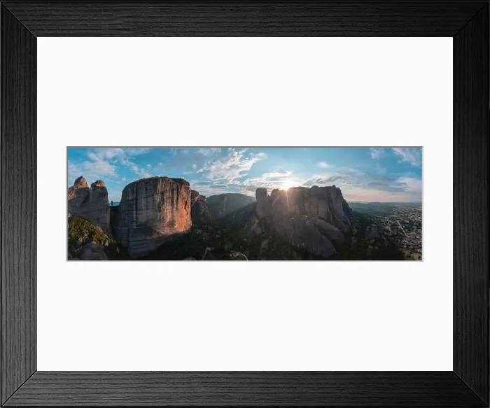 Framed Print : Meteora Greece rock formations at sunrise panorama. Monasteries built on top of rocks. UNESCO Heritage, Europe Framed Print : Meteora Greece rock formations at sunrise panorama. Monasteries built on top of rocks. UNESCO Heritage, Europe