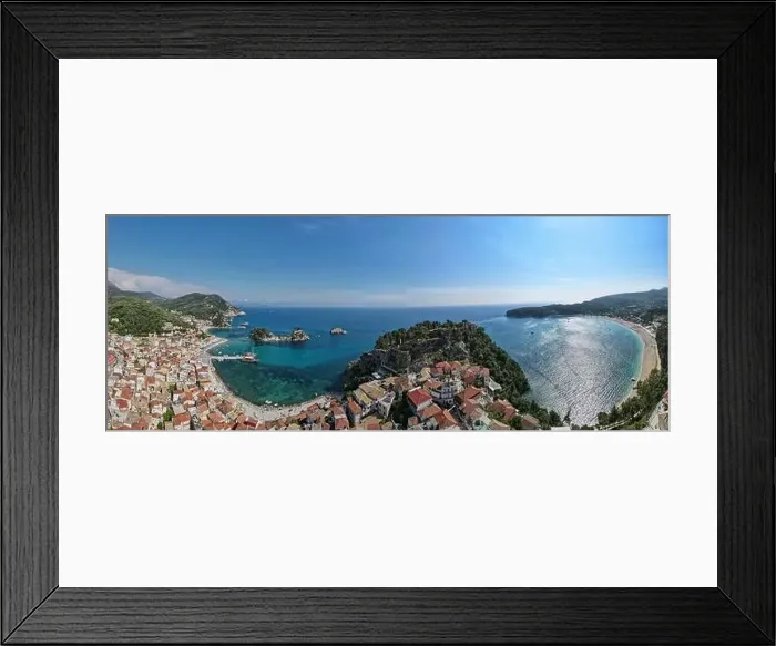 Framed Print : Drone view at the touristic village of Parga on Greece Framed Print : Drone view at the touristic village of Parga on Greece