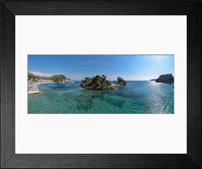 Framed Print : Drone view at the touristic village of Parga on Greece Framed Print : Drone view at the touristic village of Parga on Greece