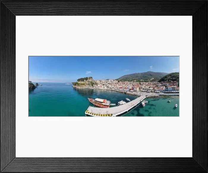 Framed Print : Drone view at the touristic village of Parga on Greece Framed Print : Drone view at the touristic village of Parga on Greece