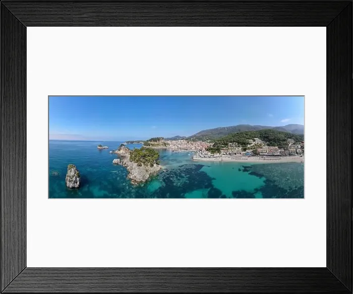 Framed Print : Drone view at the touristic village of Parga on Greece Framed Print : Drone view at the touristic village of Parga on Greece