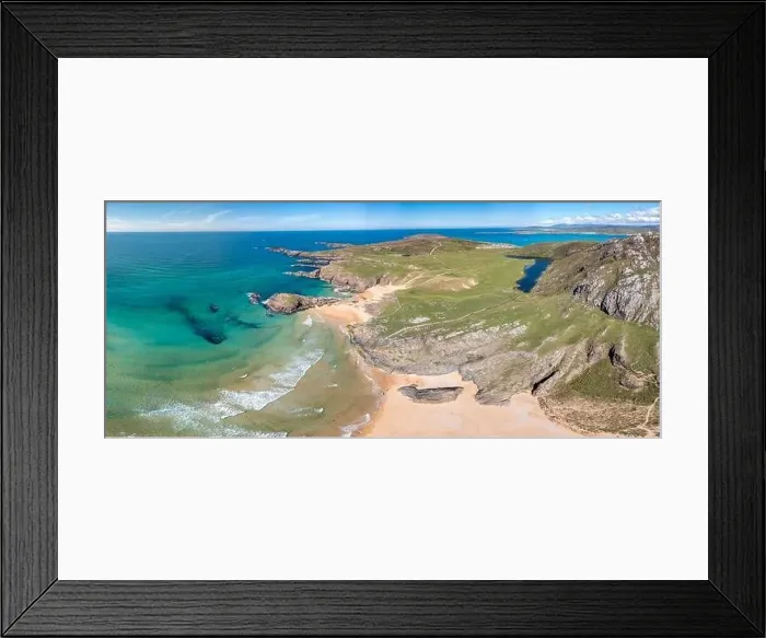 Framed Print : Aerial view of the Murder Hole beach, officially called Boyeghether Bay in County Donegal, Ireland Framed Print : Aerial view of the Murder Hole beach, officially called Boyeghether Bay in County Donegal, Ireland