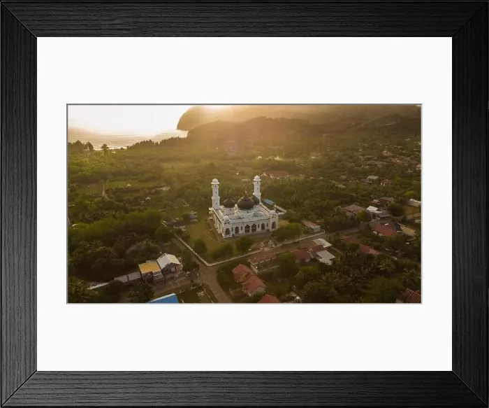 Framed Print : Aerial view of Rahmatullah Lampuuk Mosque, Aceh, Indonesia Framed Print : Aerial view of Rahmatullah Lampuuk Mosque, Aceh, Indonesia