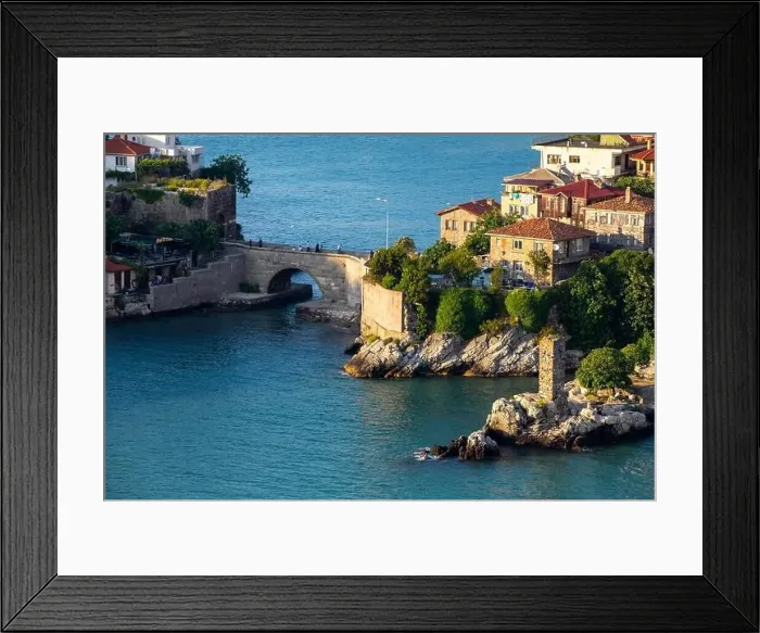 Framed Print : Beautiful cityscape on the mountains over Black-sea, Amasra. Amasra traditional Turkish architecture Framed Print : Beautiful cityscape on the mountains over Black-sea, Amasra. Amasra traditional Turkish architecture