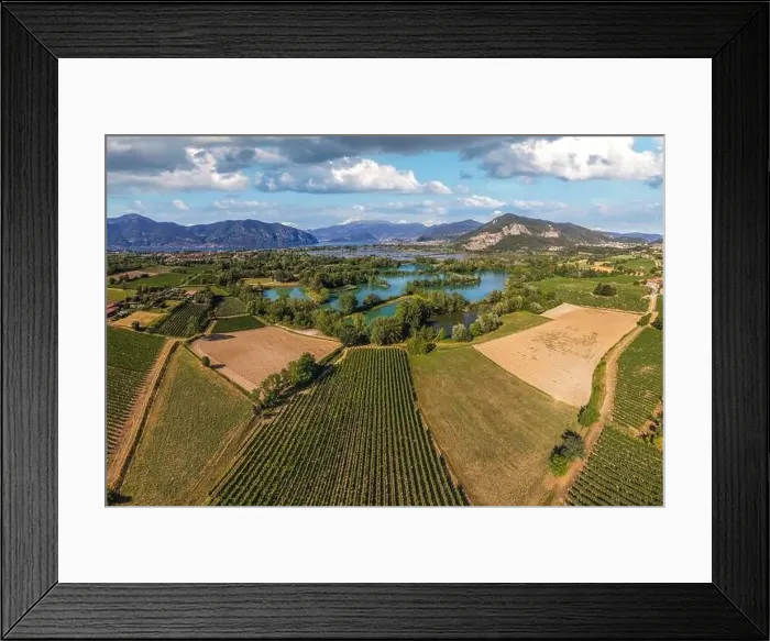 Framed Print : Panoramic aerial view of Franciacorta countryside in summer season, Brescia province in Lombardy district, Italy Framed Print : Panoramic aerial view of Franciacorta countryside in summer season, Brescia province in Lombardy district, Italy