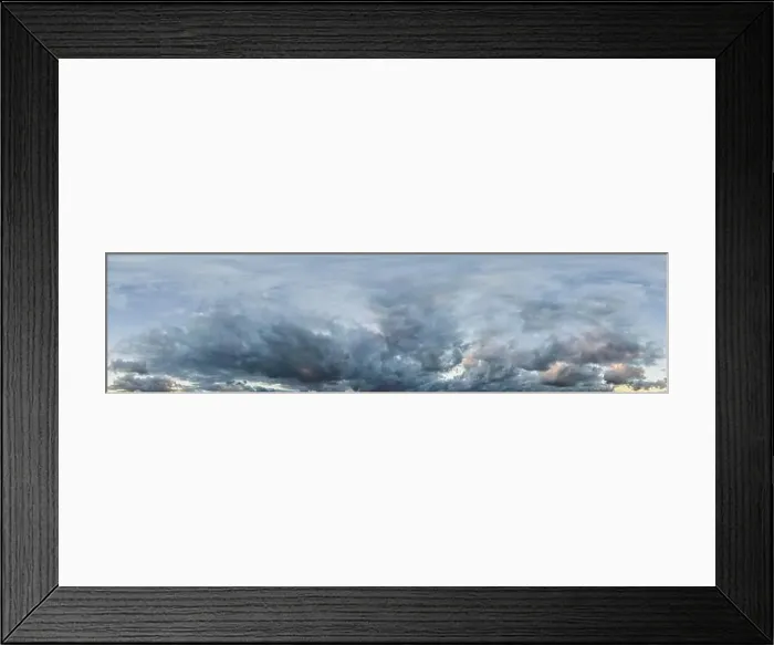 Framed Print : Overcast sky panorama on rainy day with Nimbostratus clouds in seamless spherical equirectangular format Framed Print : Overcast sky panorama on rainy day with Nimbostratus clouds in seamless spherical equirectangular format