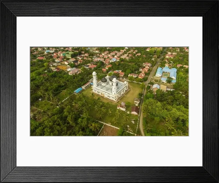 Framed Print : Aerial view of Rahmatullah Lampuuk Mosque, Aceh, Indonesia Framed Print : Aerial view of Rahmatullah Lampuuk Mosque, Aceh, Indonesia