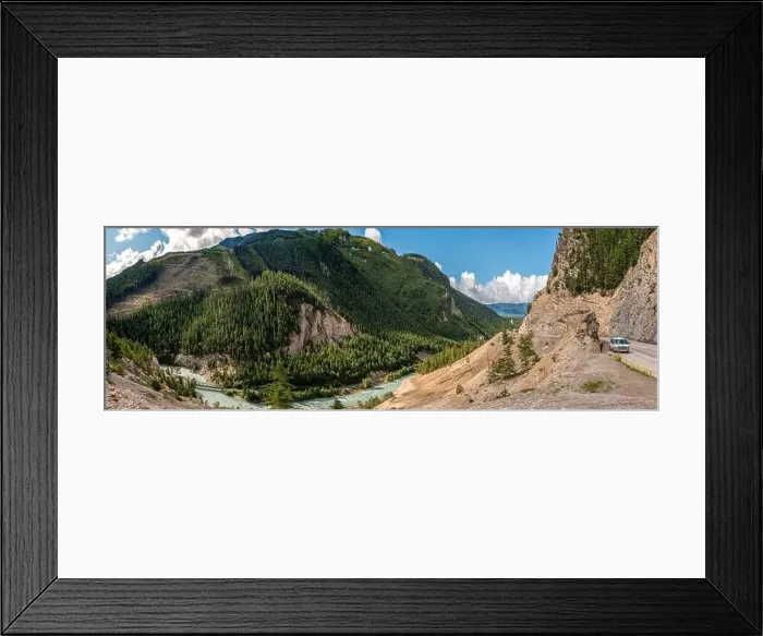 Framed Print : Panoramic view of highway in Banff National Park during summer time Framed Print : Panoramic view of highway in Banff National Park during summer time