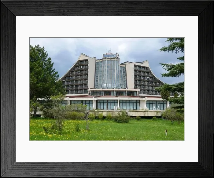 Framed Print : Brezovice, Kosovo - 7 May 2022: Narcis Hotel at Brezovice on Kosovo Framed Print : Brezovice, Kosovo - 7 May 2022: Narcis Hotel at Brezovice on Kosovo