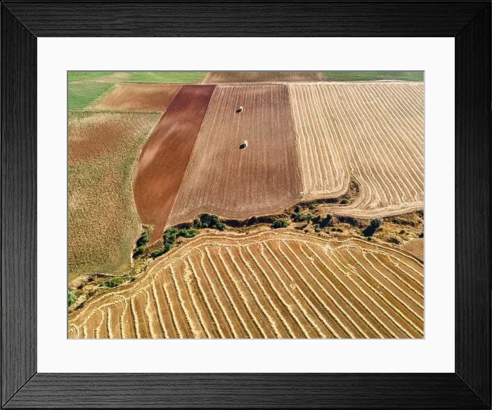 Framed Print : Tillage fields after harvest in summer Framed Print : Tillage fields after harvest in summer