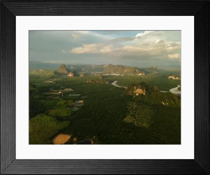 Framed Print : Aerial view of the Phang Nga mangroves at sunset Framed Print : Aerial view of the Phang Nga mangroves at sunset
