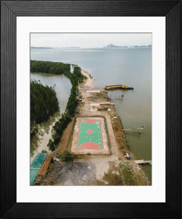 Framed Print : Aerial view of a football field in the mangrove jungle Framed Print : Aerial view of a football field in the mangrove jungle