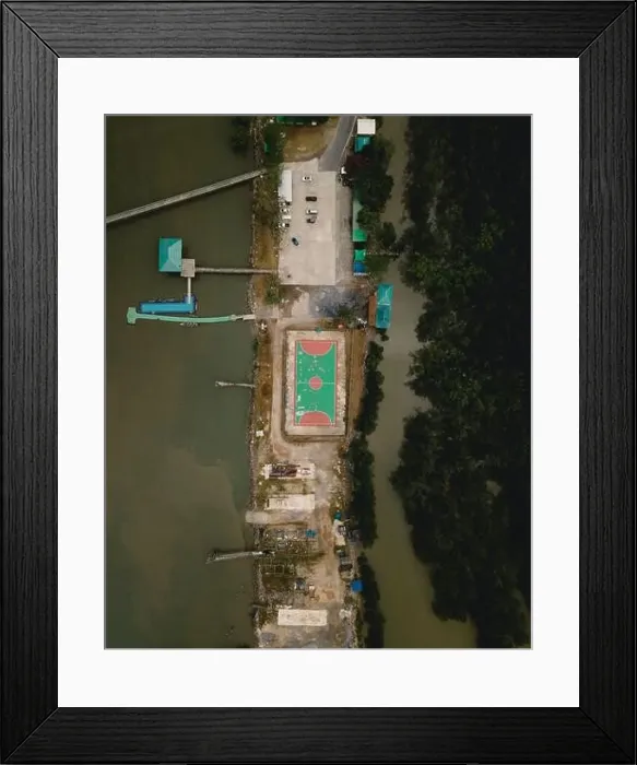 Framed Print : Aerial view of a football field in the mangrove jungle Framed Print : Aerial view of a football field in the mangrove jungle