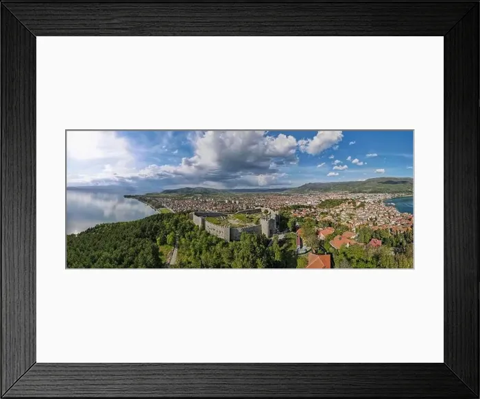 Framed Print : Drone view at the town of Ohrid on Macedonia Framed Print : Drone view at the town of Ohrid on Macedonia