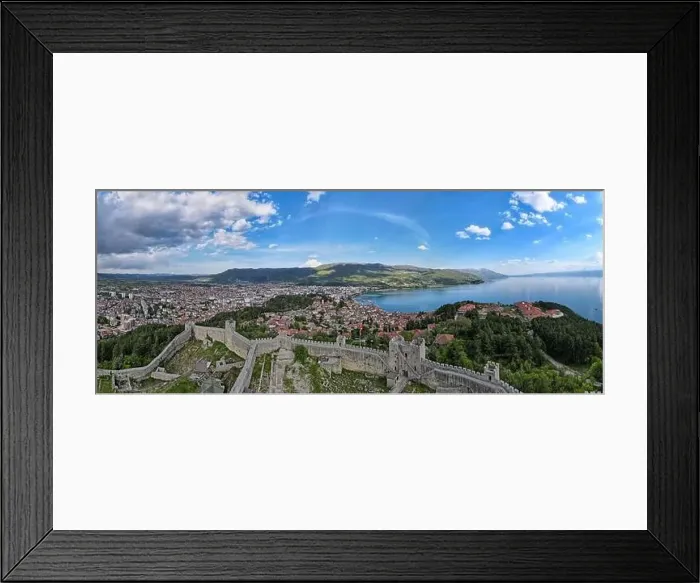 Framed Print : Drone view at the town of Ohrid on Macedonia Framed Print : Drone view at the town of Ohrid on Macedonia