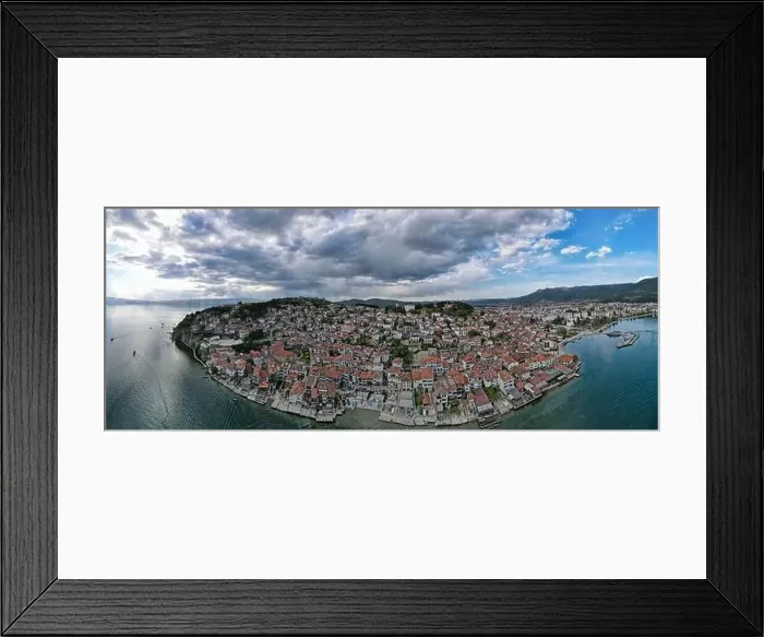 Framed Print : Drone view at the town of Ohrid on Macedonia Framed Print : Drone view at the town of Ohrid on Macedonia
