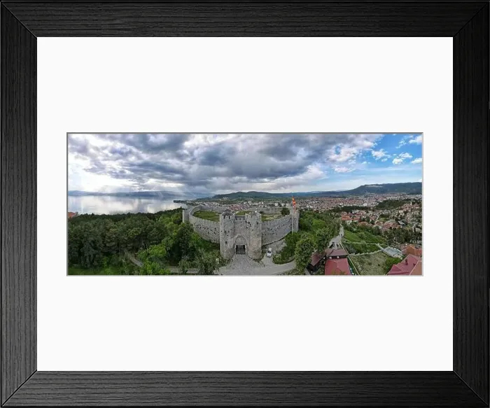 Framed Print : Drone view at Samuel's fortress of Ohrid on Macedonia Framed Print : Drone view at Samuel's fortress of Ohrid on Macedonia
