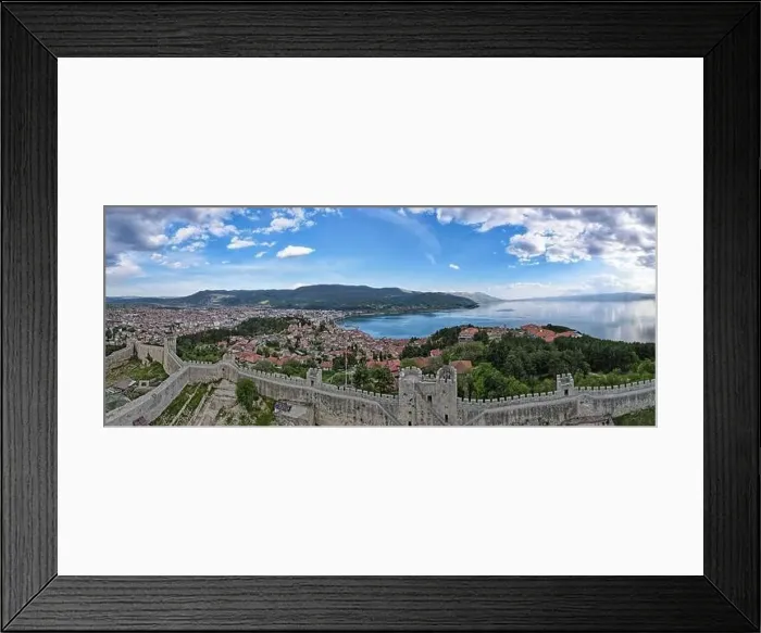 Framed Print : Drone view at the town of Ohrid on Macedonia Framed Print : Drone view at the town of Ohrid on Macedonia
