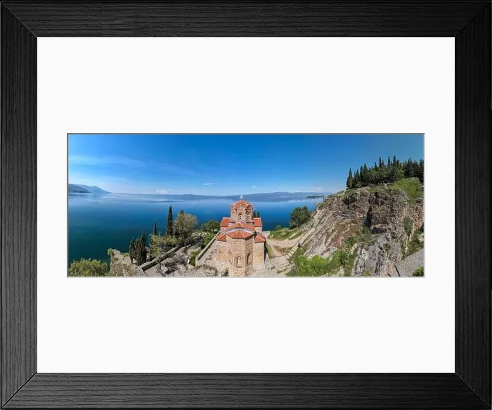 Framed Print : Drone view at the Church of Saint John on the Lake Ohrid on Macedonia Framed Print : Drone view at the Church of Saint John on the Lake Ohrid on Macedonia