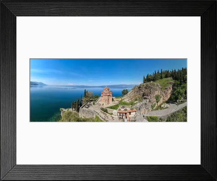 Framed Print : Drone view at the Church of Saint John on the Lake Ohrid on Macedonia Framed Print : Drone view at the Church of Saint John on the Lake Ohrid on Macedonia