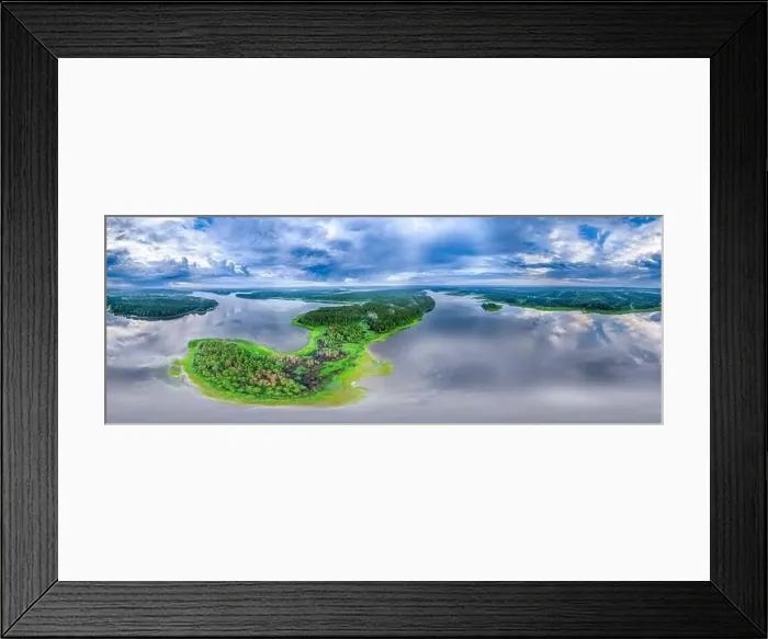 Framed Print : Big lake with green shores in bright sun light Framed Print : Big lake with green shores in bright sun light