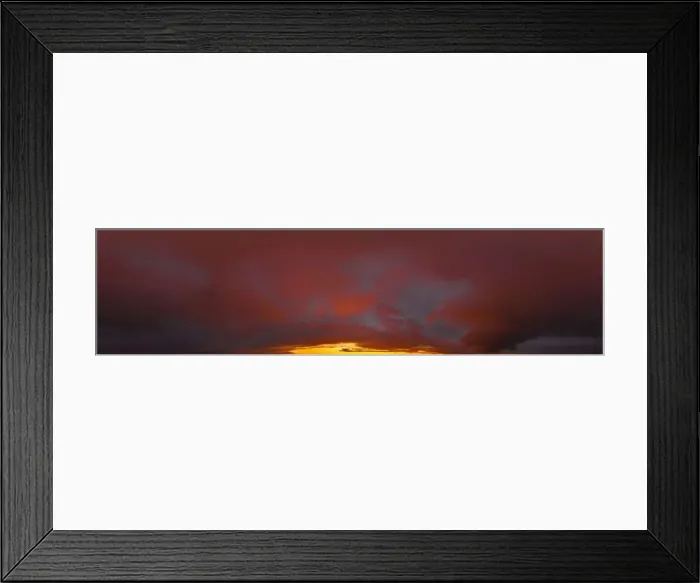 Framed Print : Dramatic dark burning red sunset sky panorama Framed Print : Dramatic dark burning red sunset sky panorama