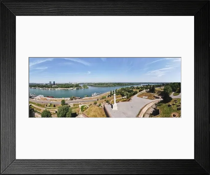 Framed Print : Aerial view of Belgrade Kalemegdan park and the Victor monument. Serbian capital at sunrise Framed Print : Aerial view of Belgrade Kalemegdan park and the Victor monument. Serbian capital at sunrise