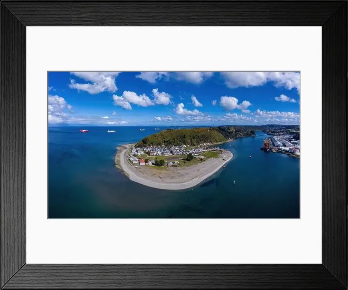 Framed Print : panoramic aerial view of the island of Tenglo in the city of Puerto Montt Framed Print : panoramic aerial view of the island of Tenglo in the city of Puerto Montt