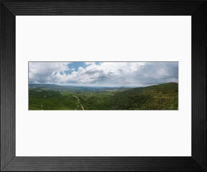 Framed Print : Mount Cholomon, Cholomondas or Holomontas mountain and cloudy sky aerial panoramic view