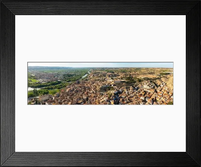 Framed Print : Panoramic aerial view of Spanish town of Fraga on Cinca river Framed Print : Panoramic aerial view of Spanish town of Fraga on Cinca river