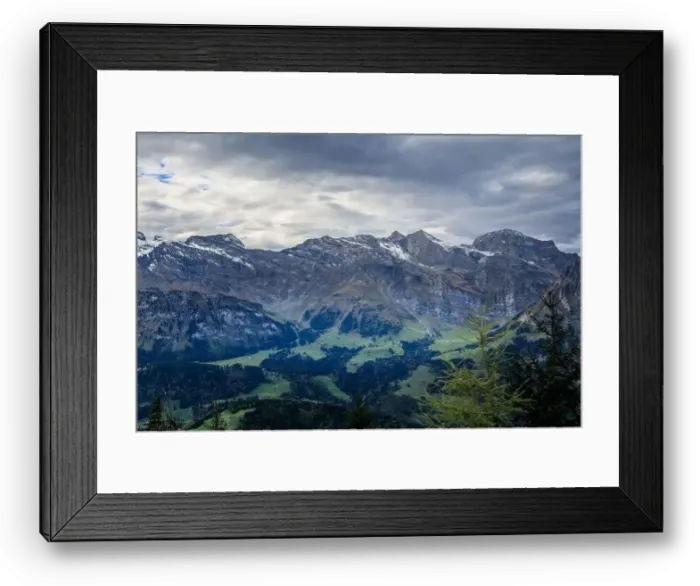 Framed Print : Hiking near Engelberg with a view of the Swiss Alps, summer Framed Print : Hiking near Engelberg with a view of the Swiss Alps, summer