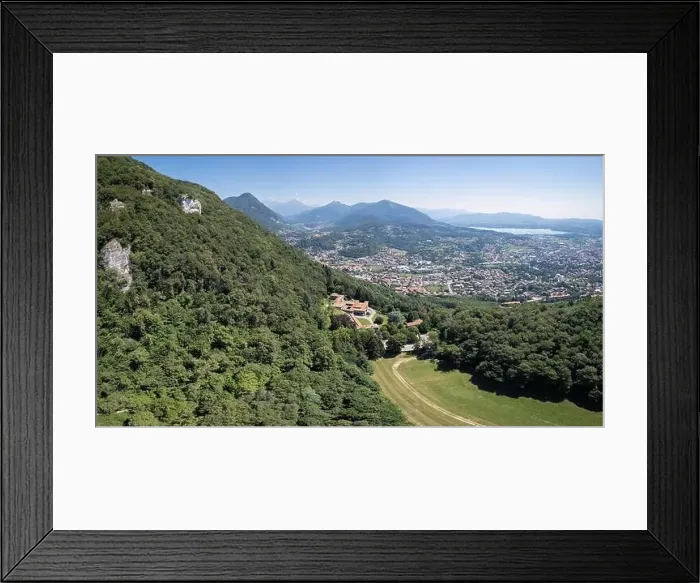 Framed Print : Aerial View - Landscape of Como and small alpine lakes in the background - Como, Lombardy, Italy Framed Print : Aerial View - Landscape of Como and small alpine lakes in the background - Como, Lombardy, Italy