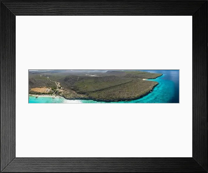 Framed Print : Aerial view of the coast of Curaçao in the Caribbean with beach, cliff, and turquoise ocean Framed Print : Aerial view of the coast of Curaçao in the Caribbean with beach, cliff, and turquoise ocean