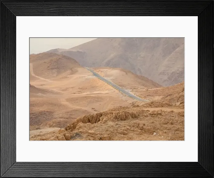 Framed Print : Winding Road on a mountainside in the desert, Dead Sea Israel Framed Print : Winding Road on a mountainside in the desert, Dead Sea Israel