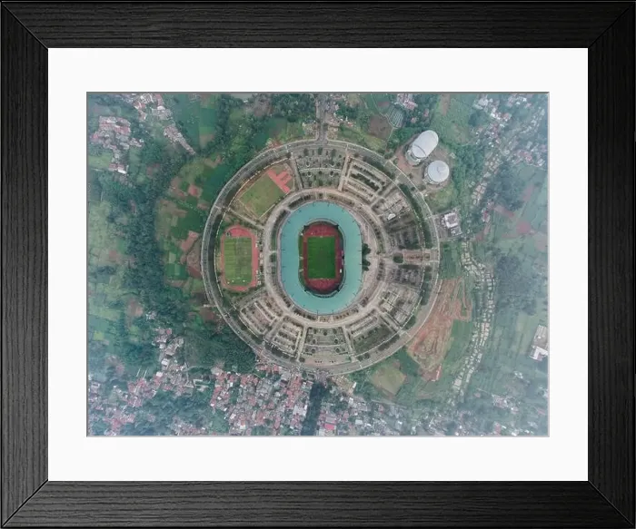 Framed Print : Aerial view of the Beautiful scenery of Pakansari Stadium Framed Print : Aerial view of the Beautiful scenery of Pakansari Stadium
