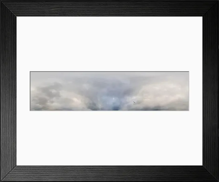 Framed Print : Sky panorama on overcast rainy day with low clouds in seamless spherical equirectangular format Framed Print : Sky panorama on overcast rainy day with low clouds in seamless spherical equirectangular format