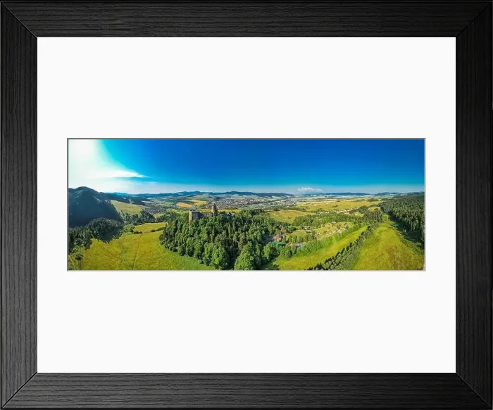 Framed Print : Panoramic drone view over Stara Lubovna Castle in Slovakia Framed Print : Panoramic drone view over Stara Lubovna Castle in Slovakia