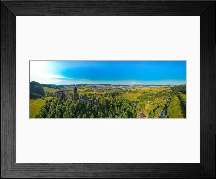 Framed Print : Aerial drone Panorama over Stara Lubovna Castle in Slovakia Framed Print : Aerial drone Panorama over Stara Lubovna Castle in Slovakia