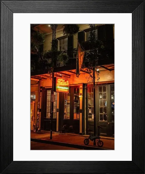 Framed Print : Bourboun Street of New Orleans (Louisiana) at night, showing the reflections of neon lights on the road Framed Print : Bourboun Street of New Orleans (Louisiana) at night, showing the reflections of neon lights on the road