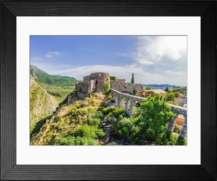 Framed Print : Old city. Sunny view of ruins of citadel in Stari Bar town near Bar city, Montenegro. Drone view Framed Print : Old city. Sunny view of ruins of citadel in Stari Bar town near Bar city, Montenegro. Drone view