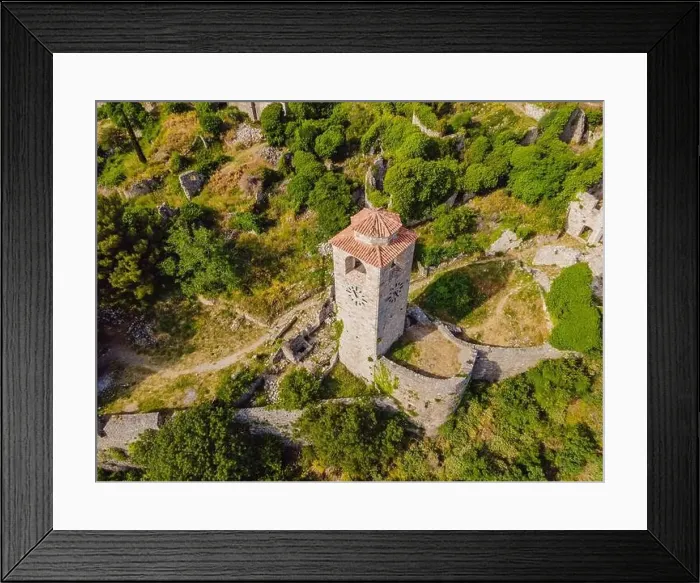 Framed Print : Old city. Sunny view of ruins of citadel in Stari Bar town near Bar city, Montenegro. Drone view Framed Print : Old city. Sunny view of ruins of citadel in Stari Bar town near Bar city, Montenegro. Drone view